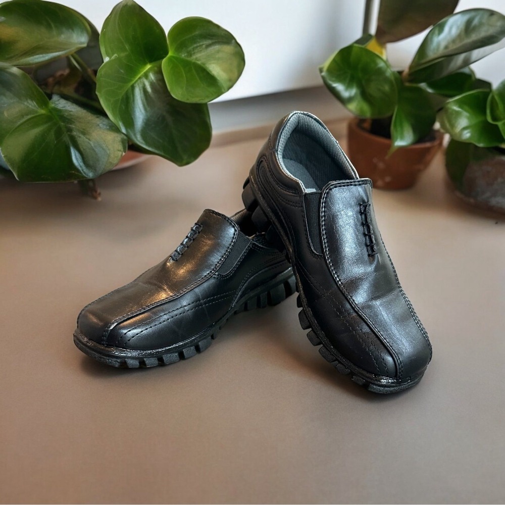 Kids Black Leather Slip On Loafer‎ Shoes Stadium Size M